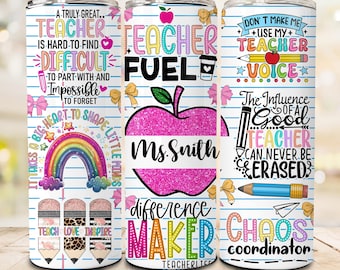 Personalized Teacher 20 oz skinny tumbler png, custom name teacher png, tumbler png download, 20 oz tumbler teacher designs,tumbler wrap png
