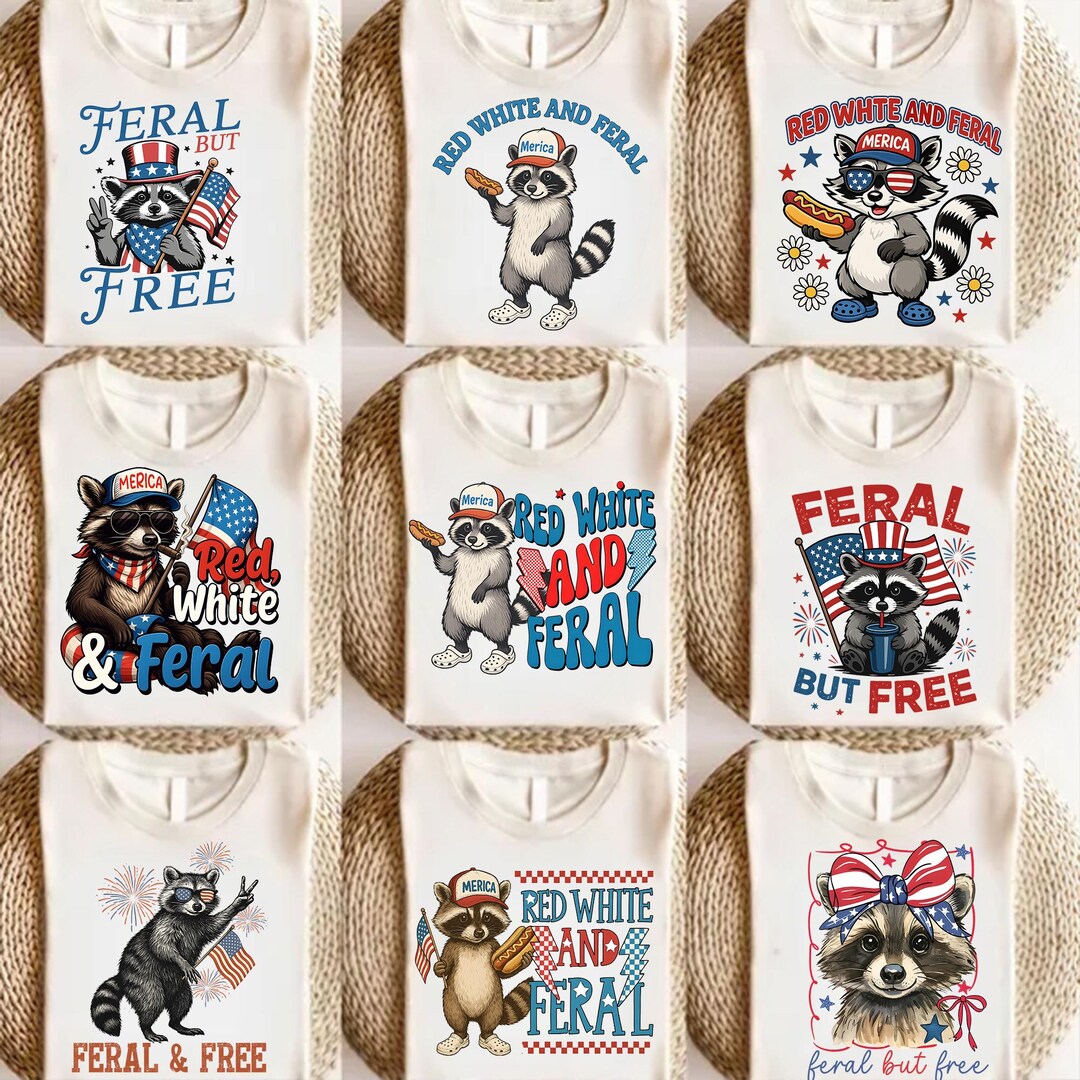 Feral but Free Funny 4th of July Png, Graphic Raccoon Png, 1776 Png ...