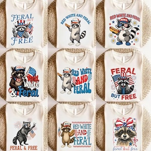 Feral But Free Funny 4th Of July Png, Graphic Raccoon Png, 1776 Png, Trendy USA Png, American Flag Png,Independence Day Png, Patriotism Png