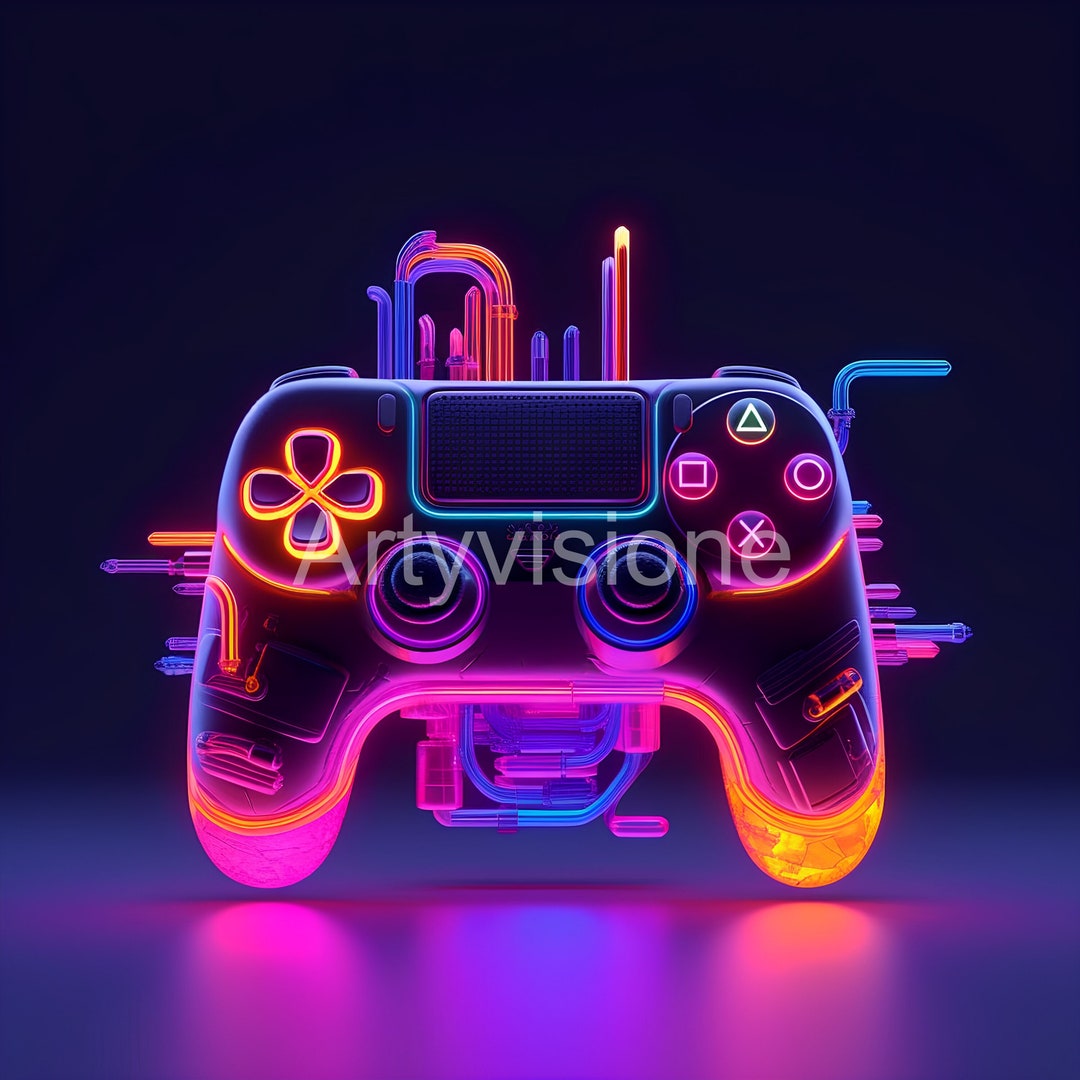 Game Controller Clipart Neon PS5 Controller Playstation - Etsy