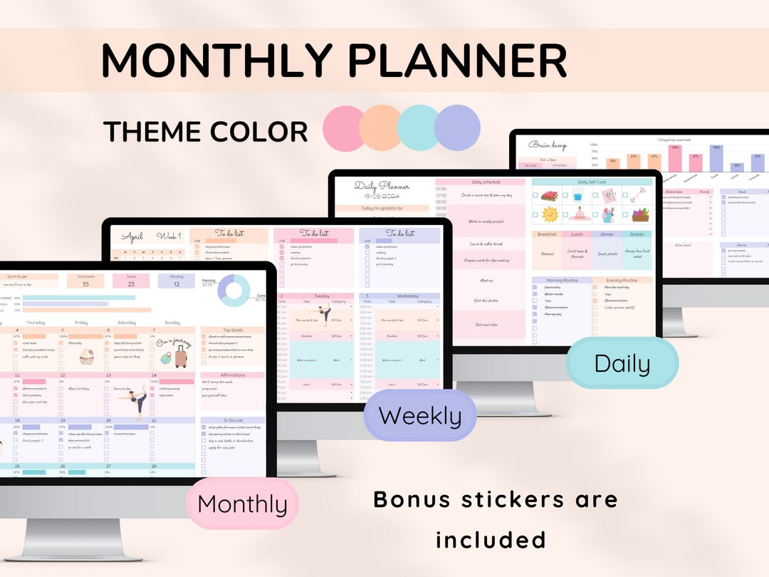 Monthly Smart Calendar for Google Sheets Daily and Weekly Digital Monthly Smart Calendar for Google Sheets Daily and Weekly Digital