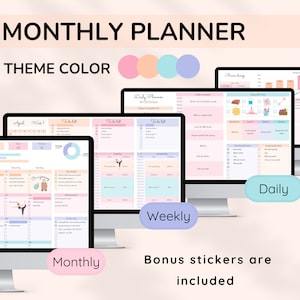 Monthly Smart Calendar for Google Sheets, Daily and Weekly Digital Planner template, Task Tracker Spreadsheet, ADHD Friendly design