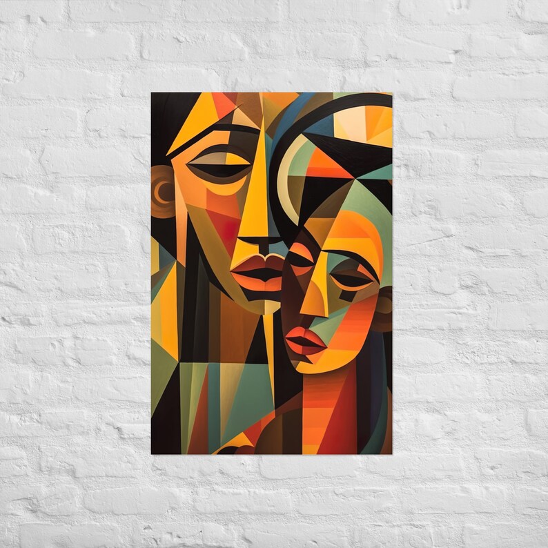 Nu Couple Abstract Black Art Poster African American Art Etsy