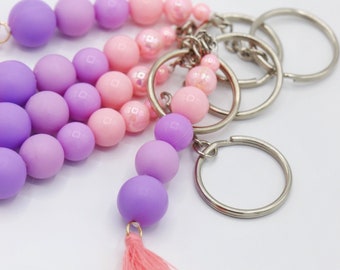 Bead Keychain girls gift party favor girl kids birthday activity gift for girl back to school gift backpack pink purple accessory ombre