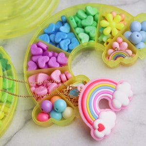 Bead kit Rainbow gift for kids charms gift for girl art kit kids party favors birthday activity kids bracelet kit necklace making busy kit
