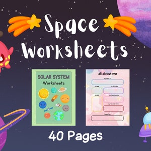 Space Worksheets, Printable Solar System Activity Book, Preschool Activity Worksheets, Educational Pages, Busybook for children
