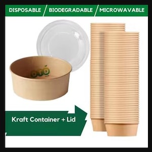 25 sztuk Kraft Paper Round Salater Bowl Biodegradowalne Ekologiczne Jednorazowe Pojemniki Na Żywność Na Wynos Do Przygotowywania Posiłków I Wielokrotnego Użytku
