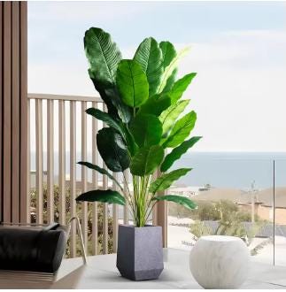85-115cm Large Artificial Plants Bird of Paradise Tree Tropical Fake Banana Leaves Plastic Palm Plants for Home Garden Decor Money tree