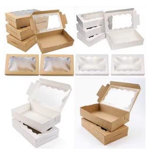 10/20 cajas para tartas con ventana, cajas para panadería, cajas para repostería, pasteles, chocolates, magdalenas, cumpleaños, bodas, San Valentín, paquete de regalo