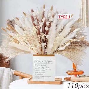 Natural Mix Pampas Dried Flowers Bouquet for Boho Home Vase Decor Bunny Rabbit Tails Grass Artifical Flower Wedding Party Decoration Gift