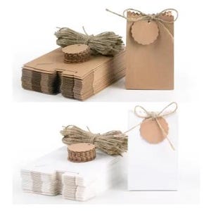 Bolsas de regalo pequeñas de papel Kraft retro, 10 o 30 unidades, para manualidades, color blanco y marrón, para galletas, recuerdos de boda, dulces, bolsas de embalaje de alimentos con cuerda, decoración para fiestas de cumpleaños