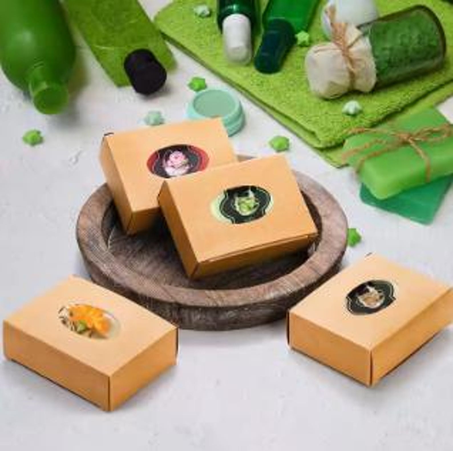 20/30pcs Mini Kraft Paper Box With Window, Round Soap Packaging Boxes ...