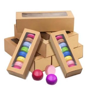 5/10/20 pezzi Scatole per macaron con finestra trasparente Scatola per cupcake in carta kraft con finestra Scatola per consegna di dolci e biscotti per confezioni regalo di nozze