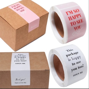 100 peças/rolo Obrigado Adesivo Selo Etiquetas Pequenas Empresas Presente Decoração Adesivo Pacote Adesivo Este Pacote Está Feliz Em Ver Você Também