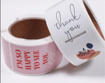 100pcs/roll Thank You Sticker Seal Labels Small Business Gift Decor Sticker Package Sticker This Package Is Happy To See You Too