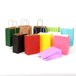 10/30pcs Festival Gift Kraft Paper Bag Shopping DIY Multifunction Recyclable Paper Bag With Handles Gift Packaging Folded Paper Takeaway Bag