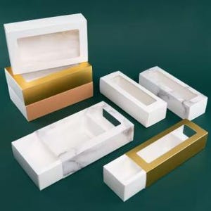 10 caixas de papel para macaron com janela, recipientes para biscoitos e bolos, caixa de embalagem kraft para presente de casamento e Natal, suprimentos para festas