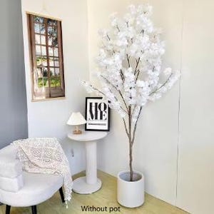 100-220cm Artificial White cherry Tree plant Branches Realistic Fake Silk Flower indoor decoration Plant for Home Wedding Decor Party Supply