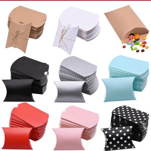 10/20/30Pcs Caixa de doces de travesseiro Caixas de papel Kraft Caixas de embalagem de presente de Natal Sacos de doces Lembrancinhas de casamento Decorações de festa de aniversário Suprimentos de artesanato