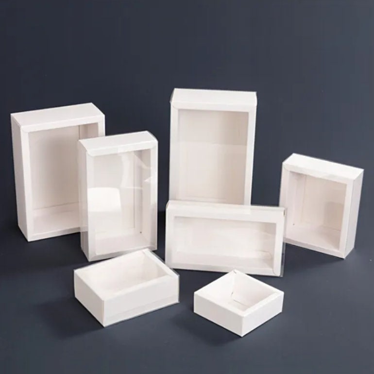 10pcs Kraft Gift Box With Clear PVC Window Cookie Cake Candy Party ...