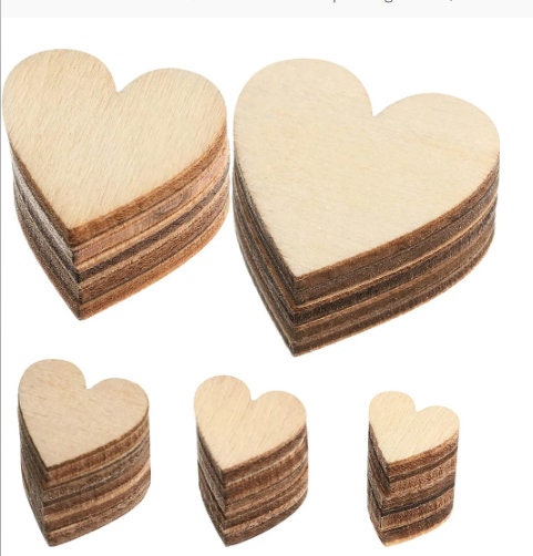 1-10CM Unfinished Wooden Hearts Blank Wood Slices DIY Crafts Wooden Circle  Discs for Christmas Painting
