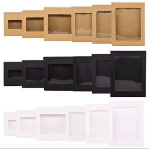 6/10/20/30 sztuk Czarny/Biały Papier Kraft DIY Pudełko Prezentowe Z Oknem Ślub Urodziny Dekoracja Impreza Ciasto Opakowanie Pudełko Wydarzenie Impreza Prezent Etui