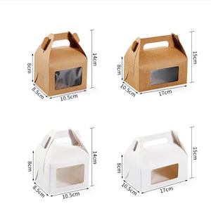 10 stks Kraftpapier Taart Geschenkdoos Met Handvat Transparant Venster Cupcake Verpakkingsdozen Bruiloft Verjaardag Bedankzakje Ambachten en kunst DIY Doos