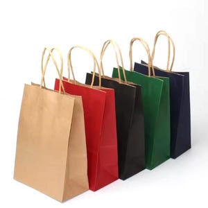 10/30pcs Colorful Shopping Bags Kraft Paper Gift Candy Bag Colored Hand-held Paper Bags Wedding Party Decoration Gift Party Favour Bags
