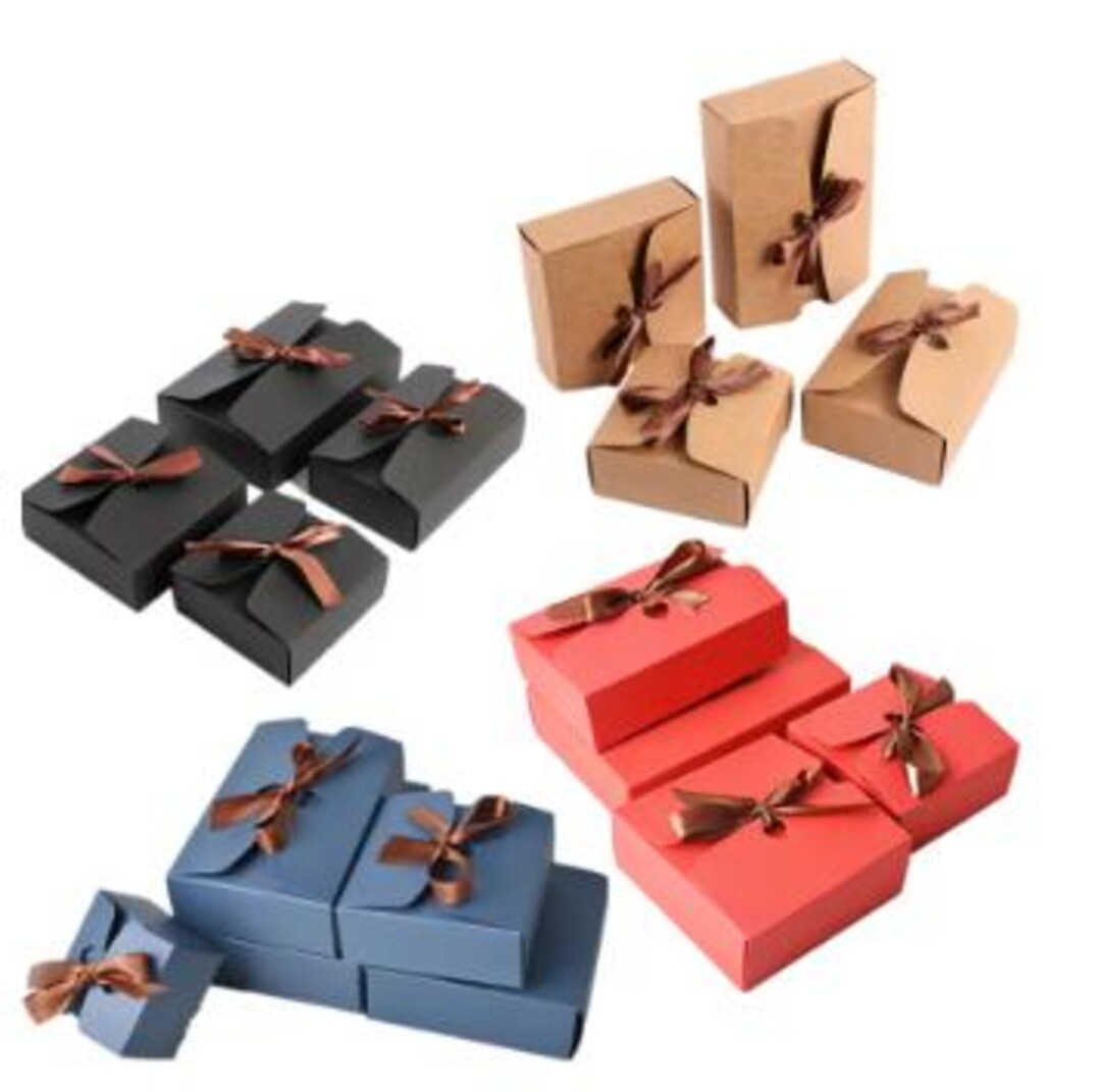 10pcs Kraft Paper Gift Boxes With Ribbon Package Candy Cake for ...