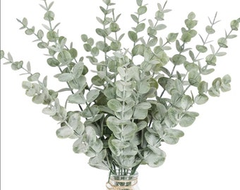 6/12/18 Pcs Artificial Eucalyptus Leaves Green Fake Plant Branches for Wedding Party Outdoor Home Garden Table Decoration Wreath