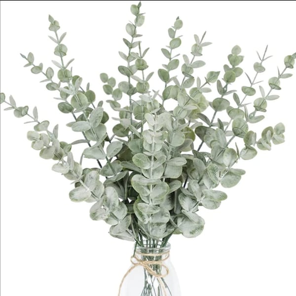 6/12/18 Pcs Feuilles D'eucalyptus Artificielles Vert Faux Branches De Plantes pour La Fête De Mariage En Plein Air Maison Jardin Table Décoration Guirlande