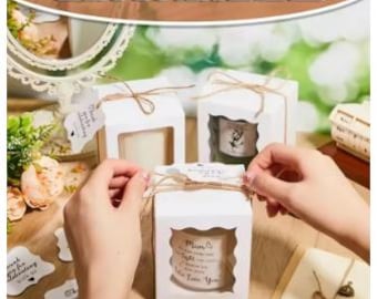 10/20/30Pcs Kraft Paper Candle Gift Boxes With Clear Window Packaging Supplies With Tags And Twine For Wedding Birthday Party Favor Jewelery