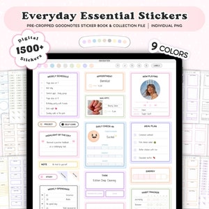 Everyday Digital Stickers for Goodnotes Widget Pastel Stickers for Digital Planner Sticker Book Digital Daily Stickers Cute Essential