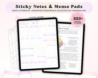 Student Digital Sticky Notes Digital Planner Widgets Pastel Memo Pads Cute Functional Stickers for iPad Goodnotes Aesthetic College Study