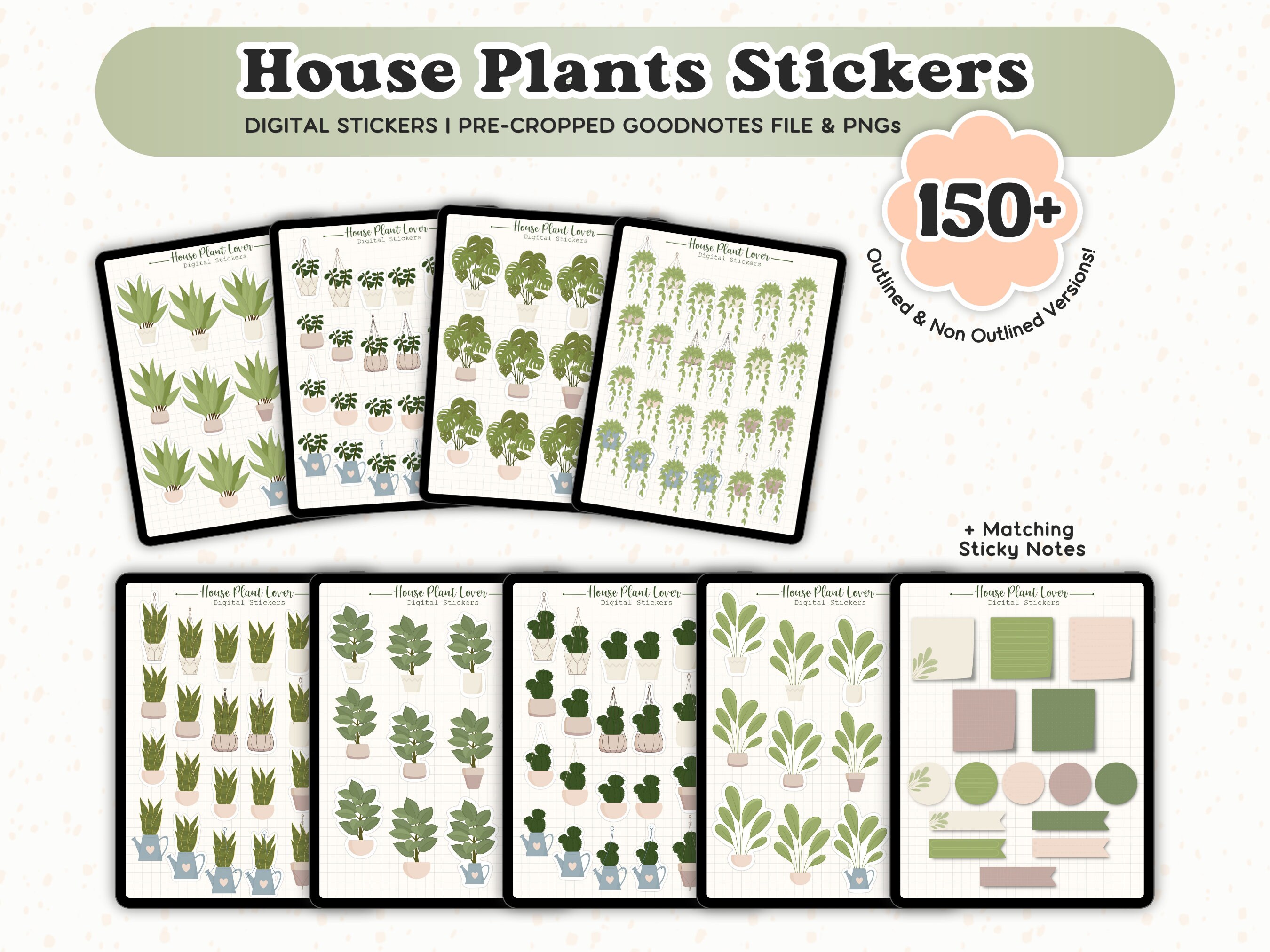 150+ Digital Stickers House Plant Lover for Goodnotes Pre-cropped ...