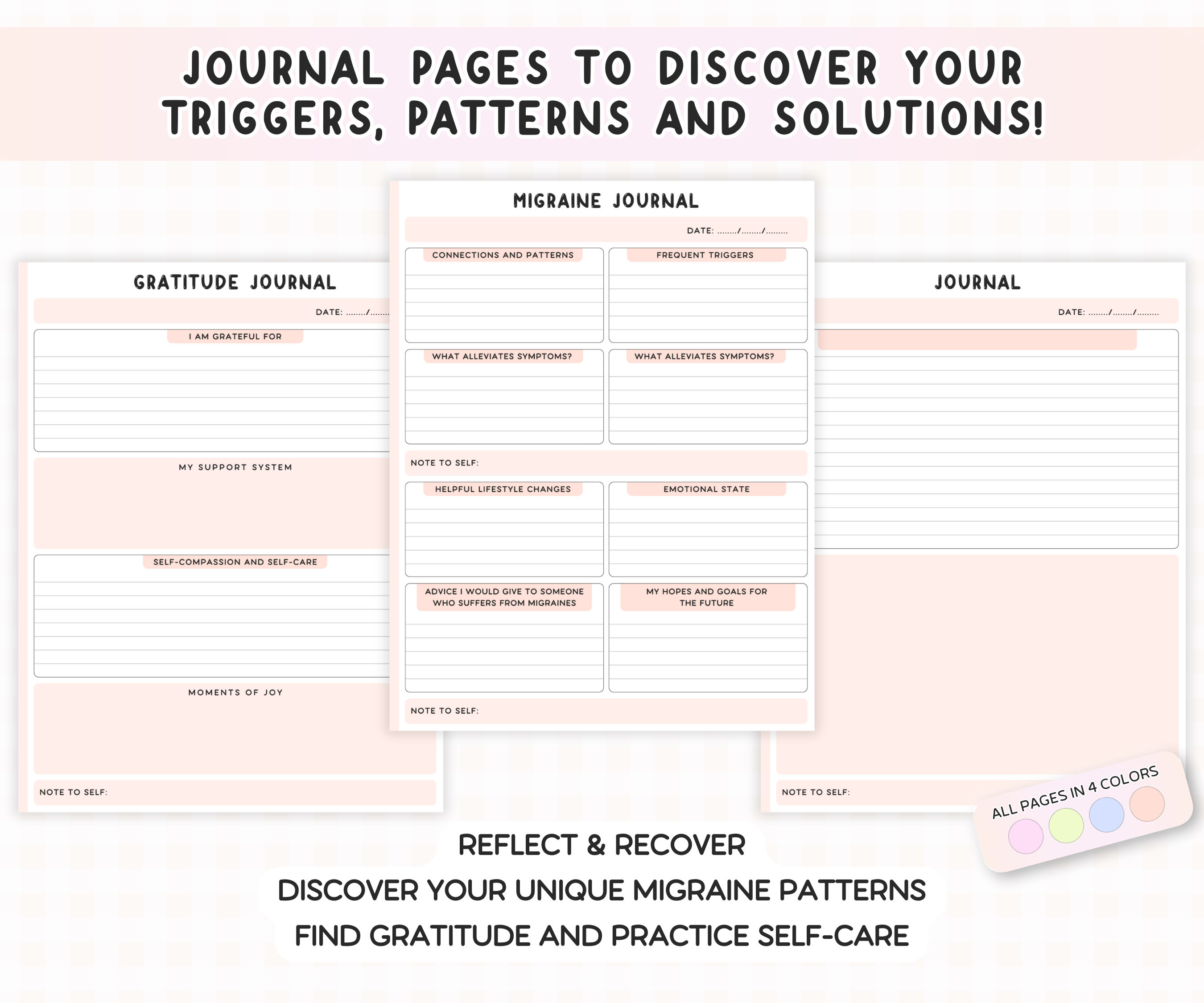 Migraine Tracker Printable Migraine Journal Headache Log Chronic Pain Tracker Health Insert ...