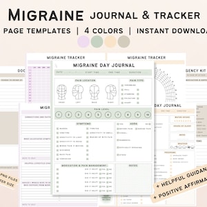 Migraine Tracker Printable Migraine Journal Headache Log Chronic Pain Tracker Health Insert Migraine Positive Affirmations Bullet Journal