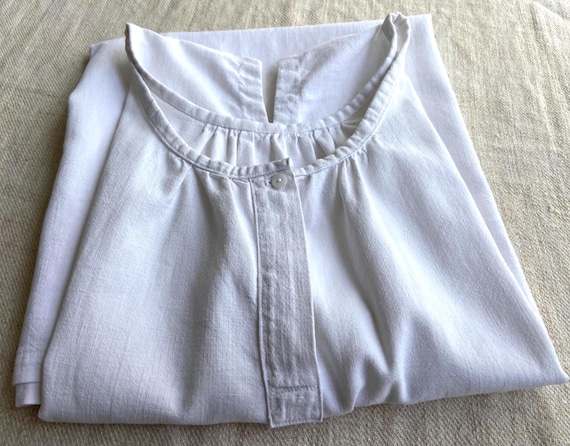 Authentic and Sober French Vintage Cotton Linen Sleeveless Day Dress, Size XL, Rustic Linens Nightgown, Night Dress, No Monogram, 1930s