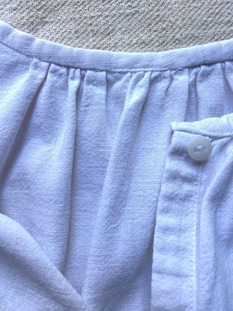 Oryginalna i stonowana francuska bawełniana sukienka bez rękawów z lnu vintage, rozmiar XL, rustykalna koszula nocna z lnu, koszula nocna, bez monogramu, lata 30. XX wieku zdjęcie 8