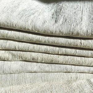 French Antique Pure Nubby Hemp Linen Kitchen Towels, Natural Raw Fiber, Rustic Hand Woven Linen, Homespun Authentic Torchons, 1900 image 2