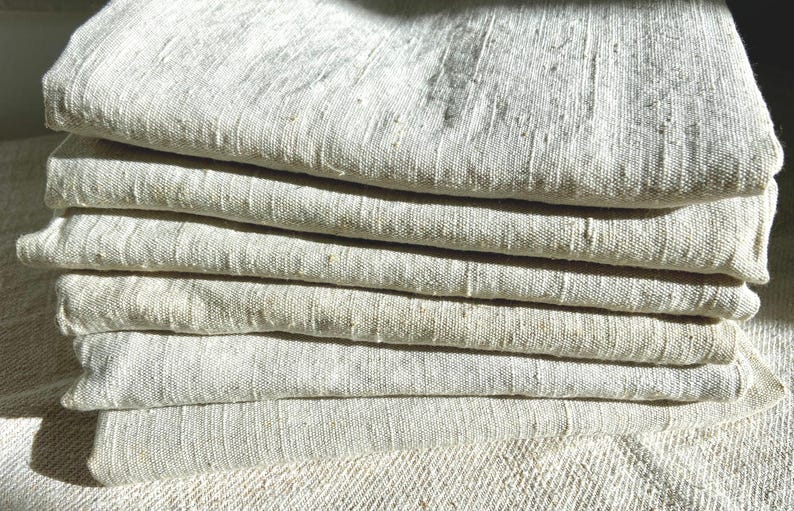 French Antique Pure Nubby Hemp Linen Kitchen Towels, Natural Raw Fiber, Rustic Hand Woven Linen, Homespun Authentic Torchons, 1900 image 2