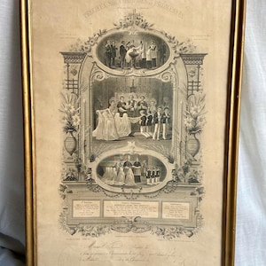 May include: A framed black and white print of a religious ceremony. The print is titled "Precious Souvenir of the 5 Promises".