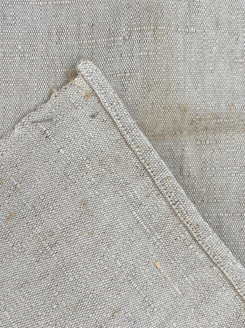 French Antique Pure Nubby Hemp Linen Kitchen Towels, Natural Raw Fiber, Rustic Hand Woven Linen, Homespun Authentic Torchons, 1900 image 9