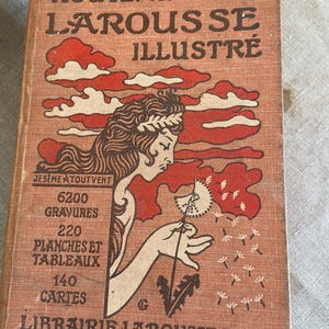 Dizionario Larousse in copertina di tela d'epoca del 1935, design Art Nouveau, libri da collezione e cimeli, arredamento per la casa in stile shabby chic francese, anni '30