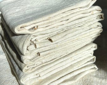 Rare find! French Antique Pure Nubby Hemp Linen Kitchen Towels, Natural Raw Fiber, Rustic Hand Woven Linen, Homespun Authentic Torchons 1900