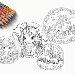 Coloring book - Magical Unicorn Adventures - kids activities (10 pages)