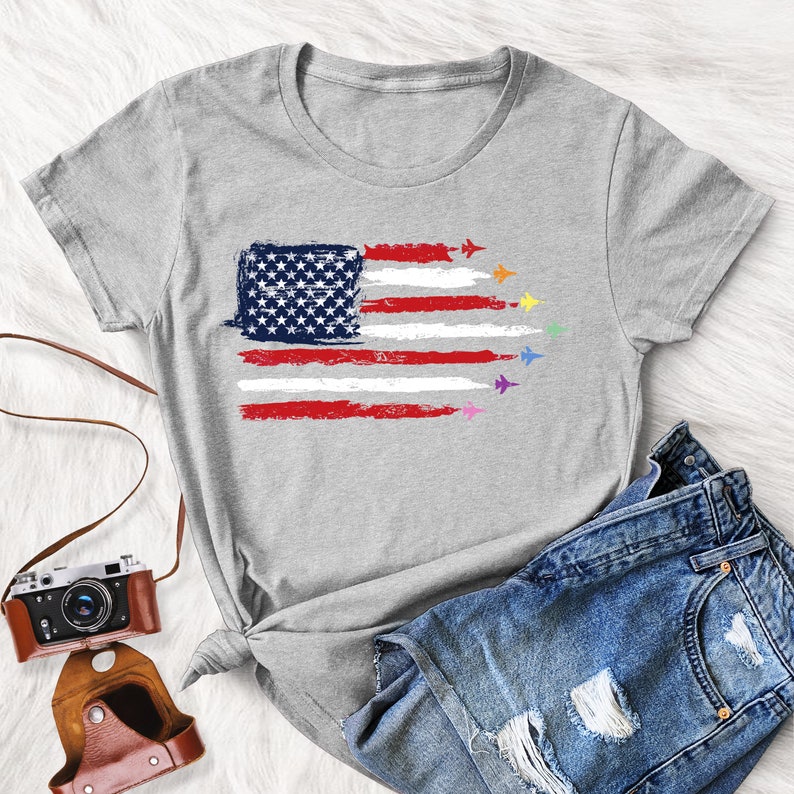 Patriotic Red White Blue USA Flag LGBTQ Fighter Jets 4th of - Etsy