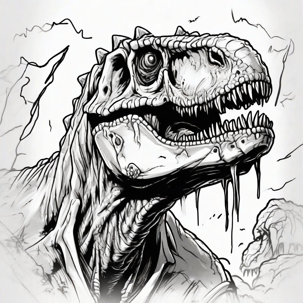 Printable Zombie Dinosaur Halloween Coloring,dinosaur Coloring,coloring ...