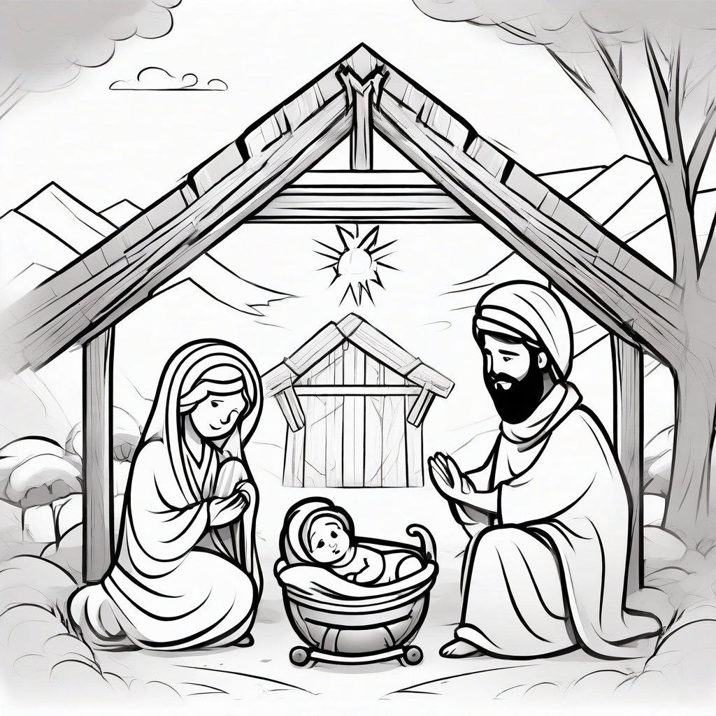 Printable Christmas Birth of Jesus Coloring,coloring Page,christmas