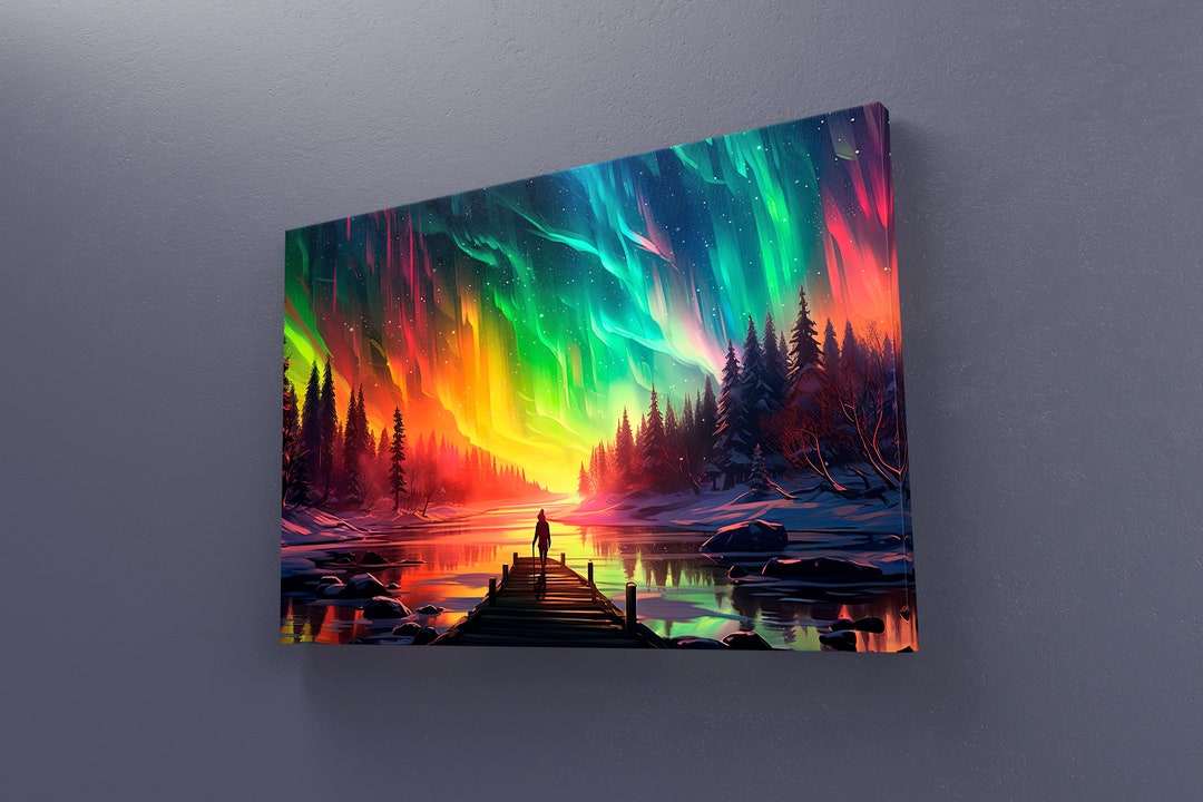 Northern Lights Canvas Wall Art Painting Aurora Borealis Art Print Night Sky Wall Art Home Decor